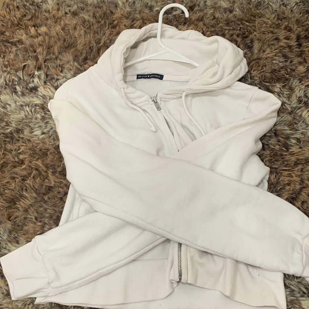 ‼️WHITE BRANDY MELVILLE CROPPED ZIP UP‼️